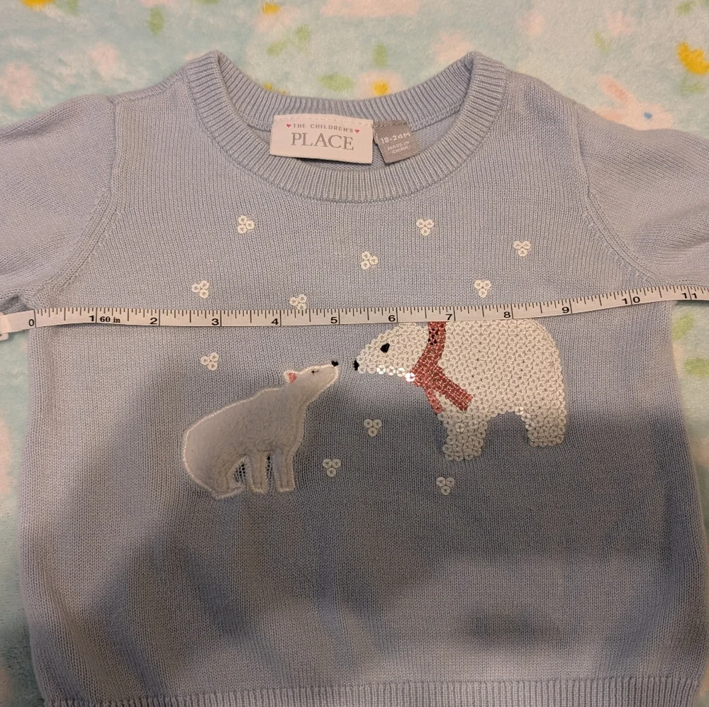 The Children's Place Light Blue Polar Bear Blue Knit Sweater Girl's 18 24 Month